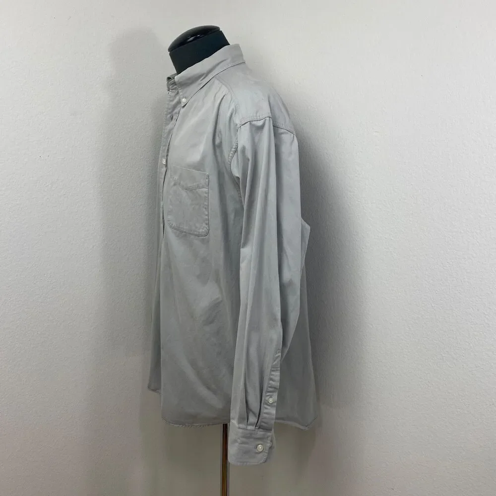 Banana Republic Gray Twill Cotton Mens Shirt Large Long Sleeves Button Down